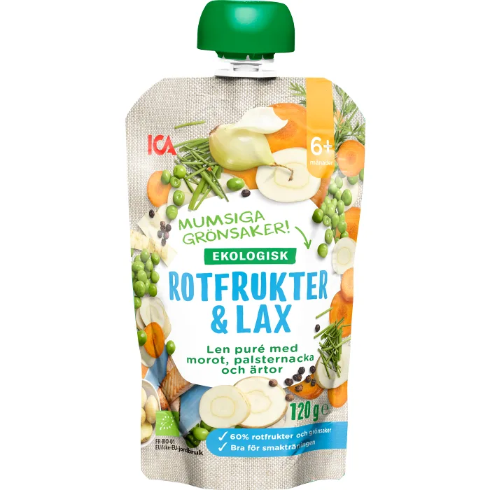 Barnmat Rotfrukter & lax 6m 120g ICA I love eco