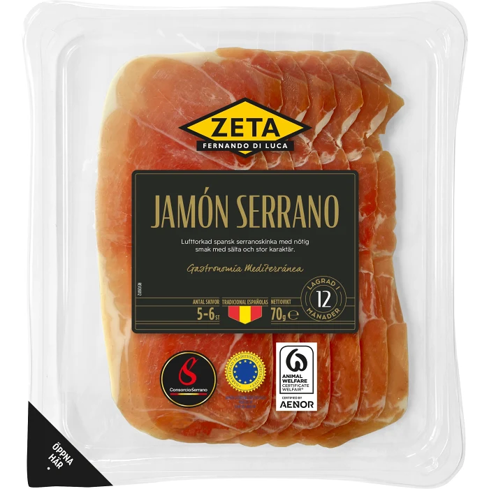 Skinka Lufttorkad Jamón Serrano 70g Zeta