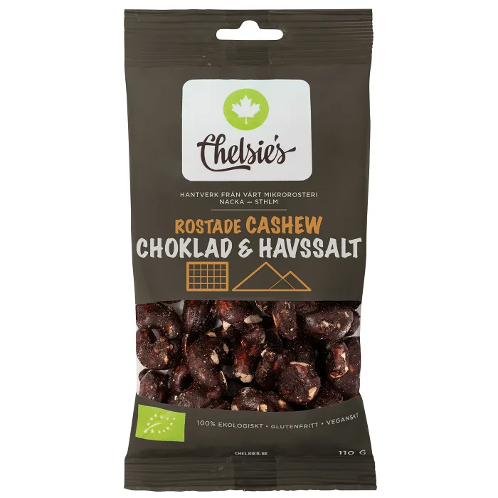 Cashew Rostade Choklad & Havssalt Ekologisk 110g Chelsie's