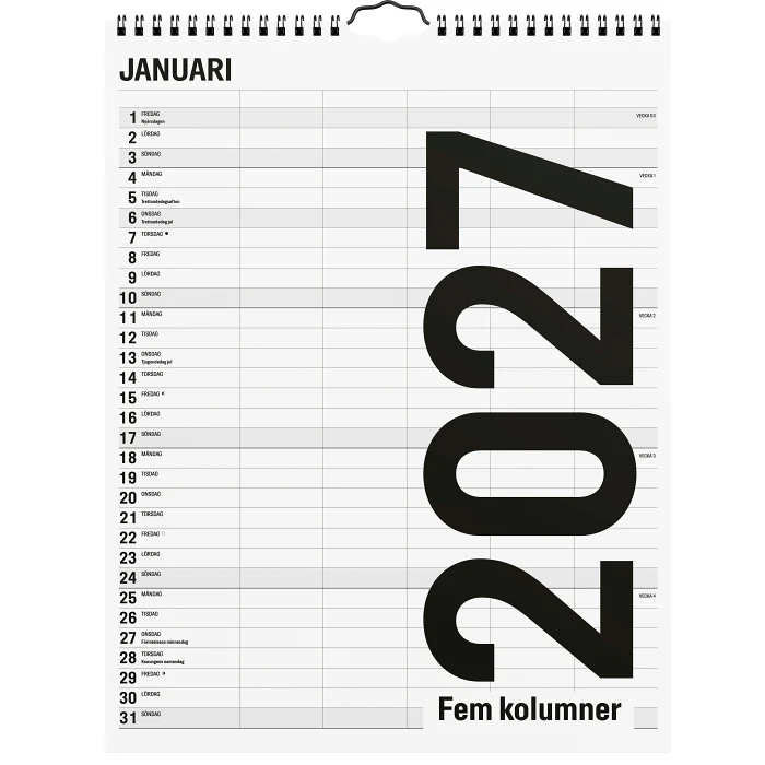 VäggKalender Familj B/W - 5 kol 2027