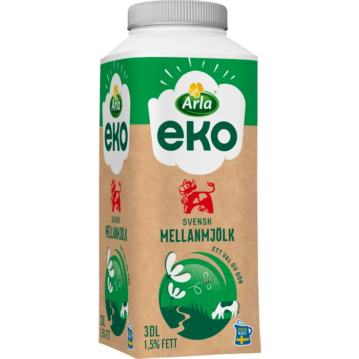 Mellanmjölk 1,5% Ekologisk 3dl Arla Ko®