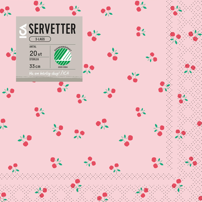 Servett 33cm Körsbär