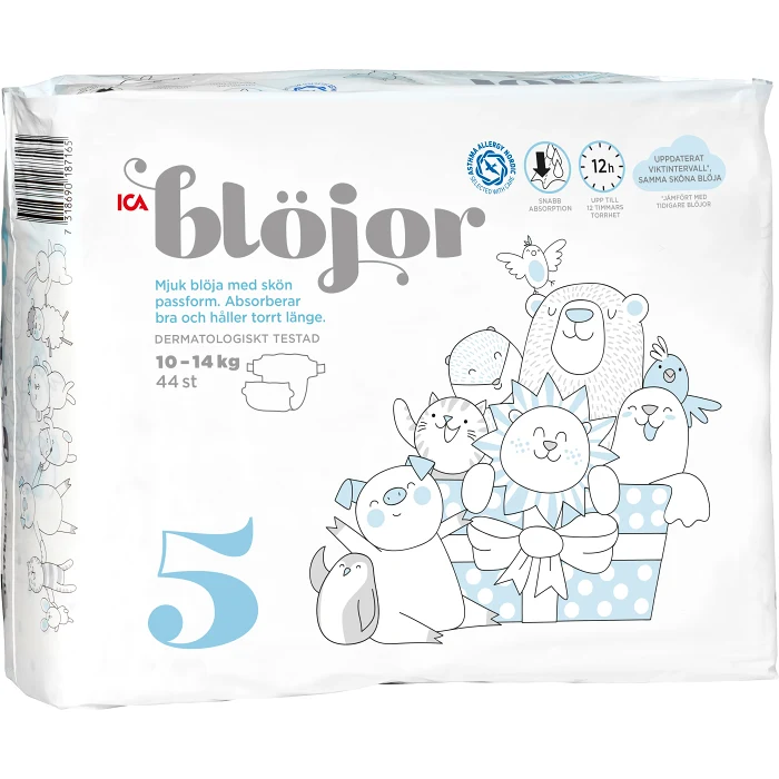 Öppna Blöjor Strl 5 10-14kg 44-p Miljömärkt ICA