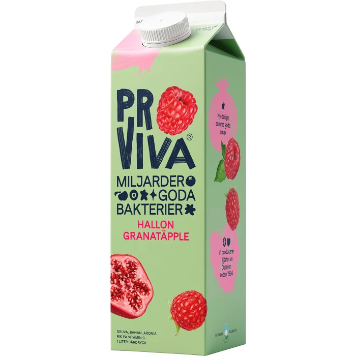 Fruktdryck Hallon Granatäpple 1000ml Proviva