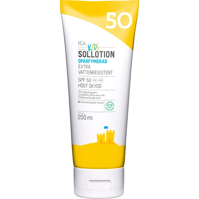 Sollotion Barn Oparfymerad SPF50 200ml ICA Hjärtat