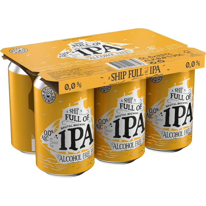Öl Ship full of ipa alkoholfri 6-p 33cl Brutal Brewing