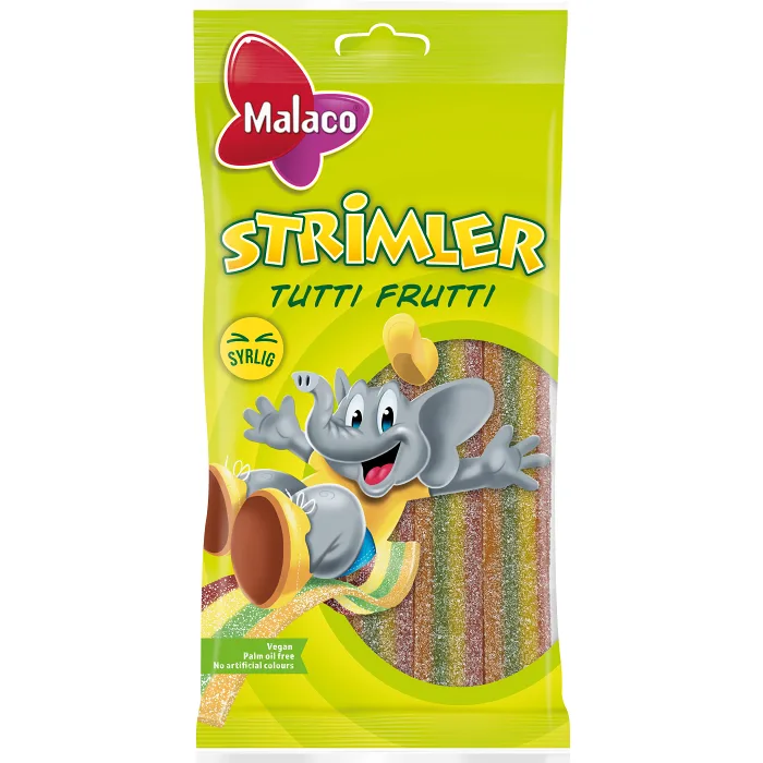Godis Syrliga Strimler Tutti Frutti 80g Malaco