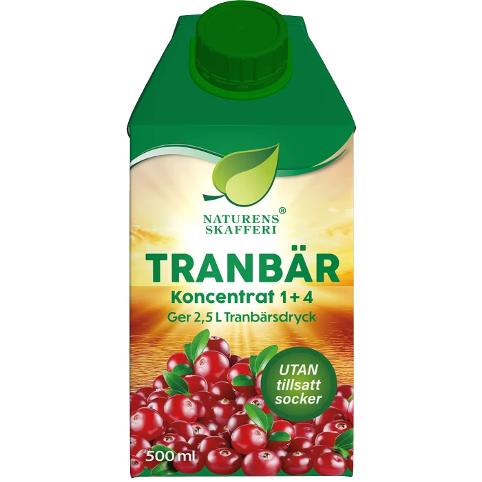 Tranbärsdricka Koncentrat sockerfri 1+4 500ml Naturens skafferi
