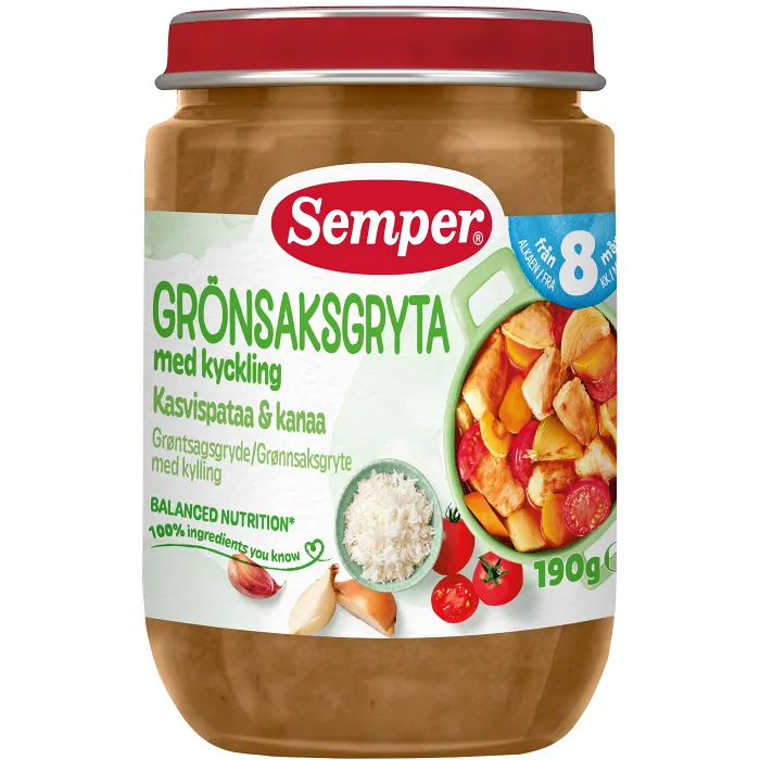 Grönsaks & kycklinggryta med vitlök Från 8m 190g Semper