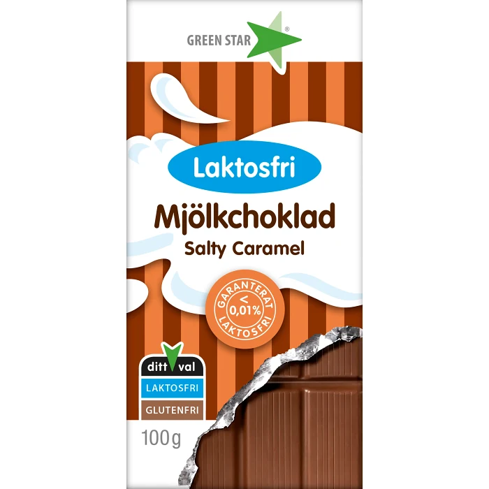 Mjölkchoklad Salty Caramel Laktosfri 100g Greenstar