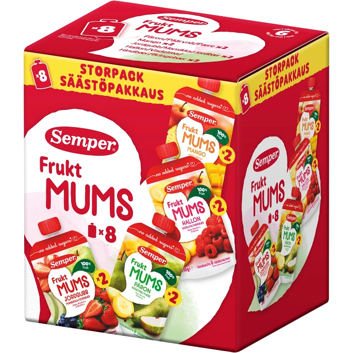Barnmat Fruktmums multipack 8-p 6m 880g Semper