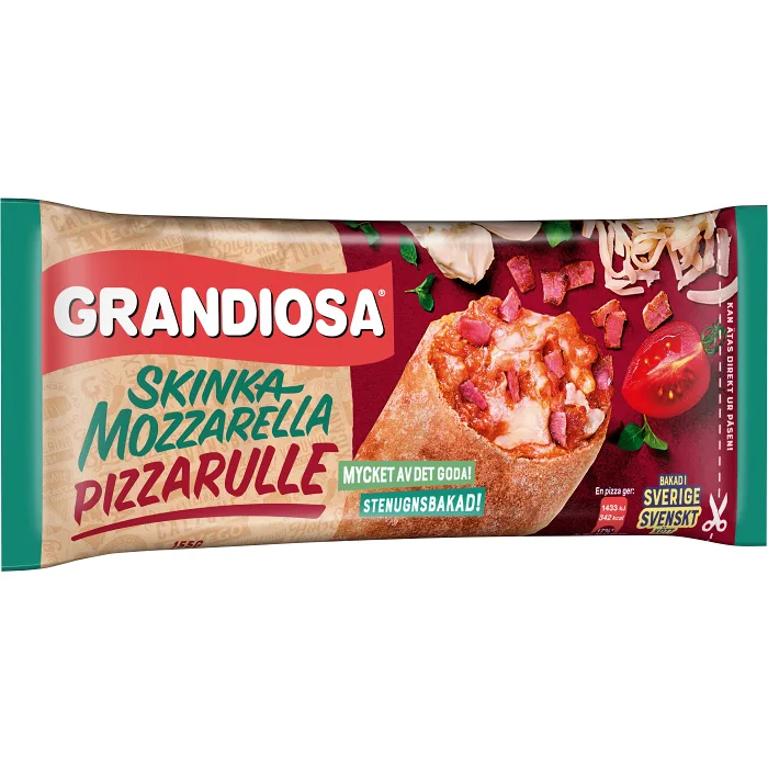 Pizzarulle mozzarella & skinka 155g Grandiosa