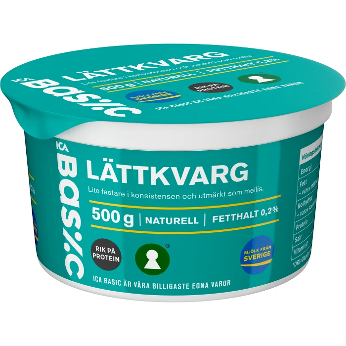 Lättkvarg Naturell 0,2% 500g ICA Basic