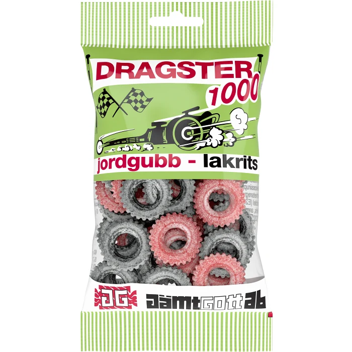 Godispåse Jordgubb & lakrits 65g Dragster