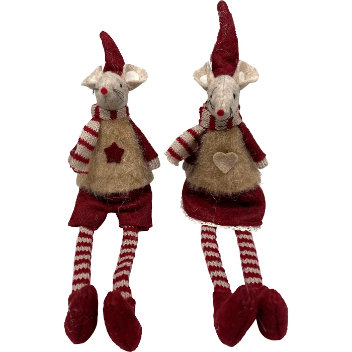 Mus med dinglande ben 21cm 1-p (2 olika) Festive