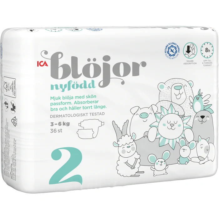 Blöjor Nyfödd Strl 2 3-6kg 36-p ICA