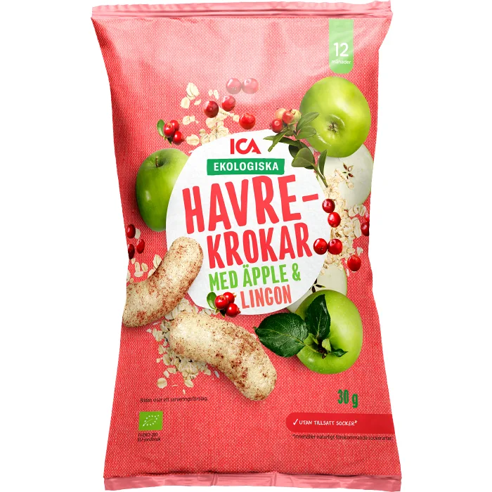 Havrekrokar Äpple & Lingon Ekologisk 1år 30g ICA