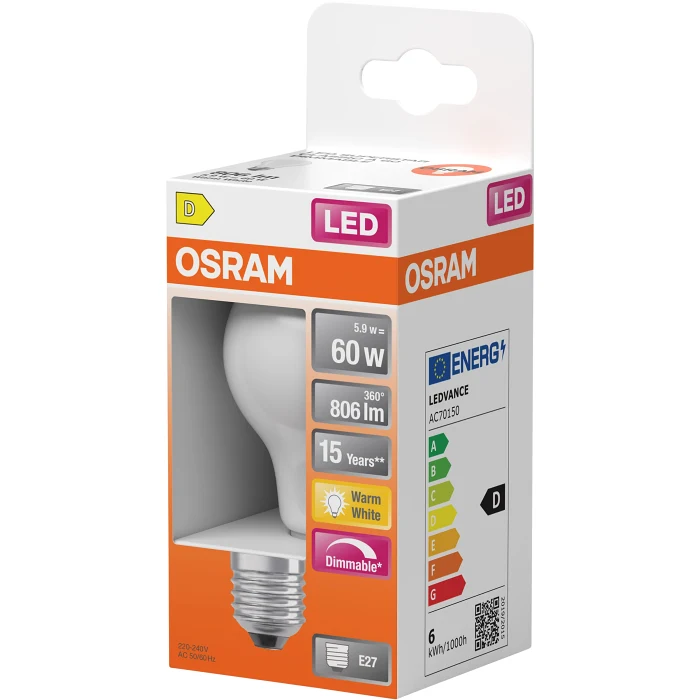 LED Normal Matt E27 806lm(60W) Dimbar Osram