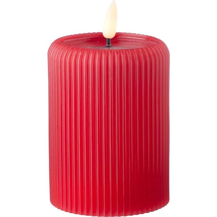 LED Blockljus rille röd H10cm