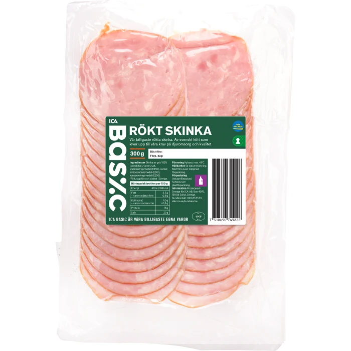 Skinka Rökt skinka 300g ICA Basic