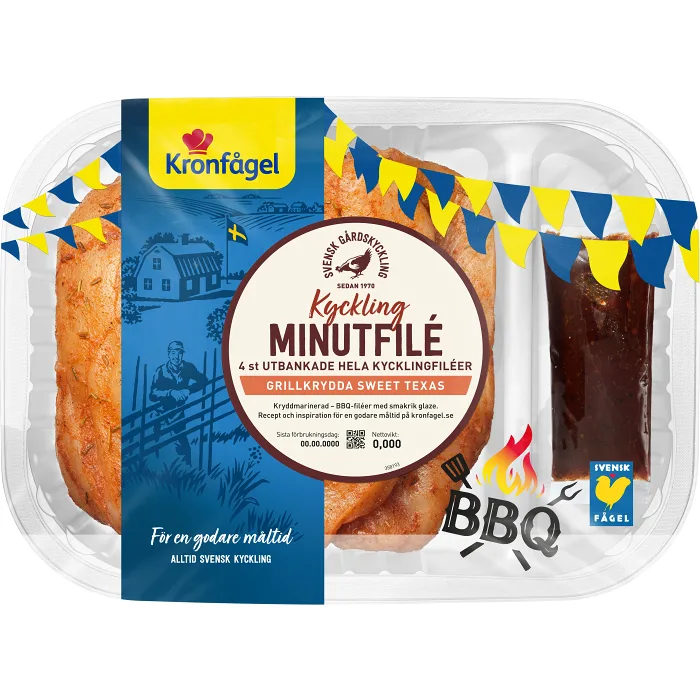 Kyckling Minutfilé med glaze BBQ ca 700g Kronfågel