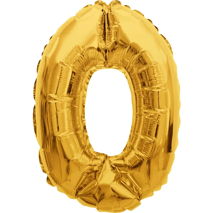 Folieballong Nr 0 Guld Happy Party