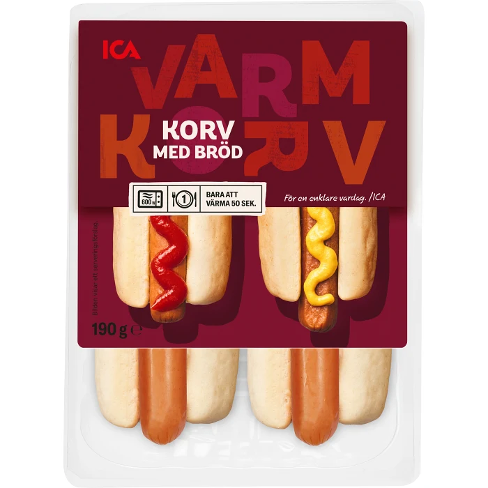 Färdigmat Korv med bröd 190g ICA