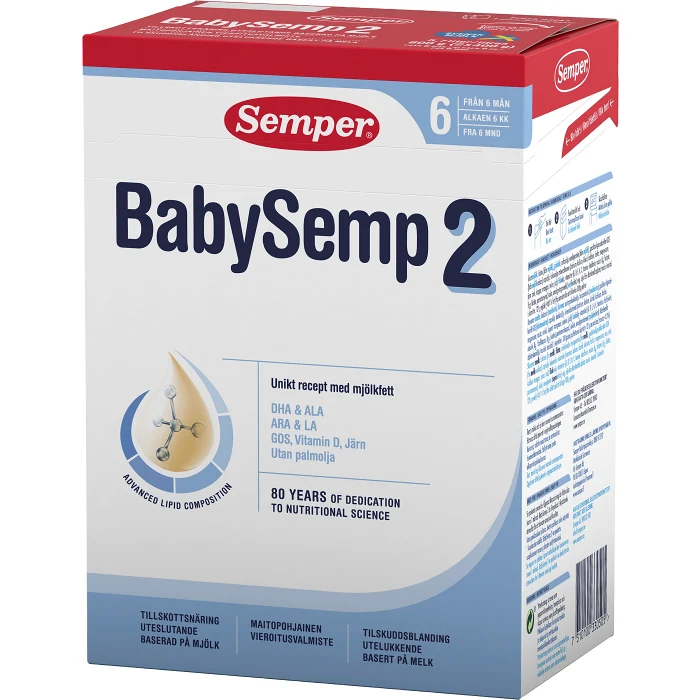 Tillskottsnäring BabySemp 2 Från 6m 800g Semper