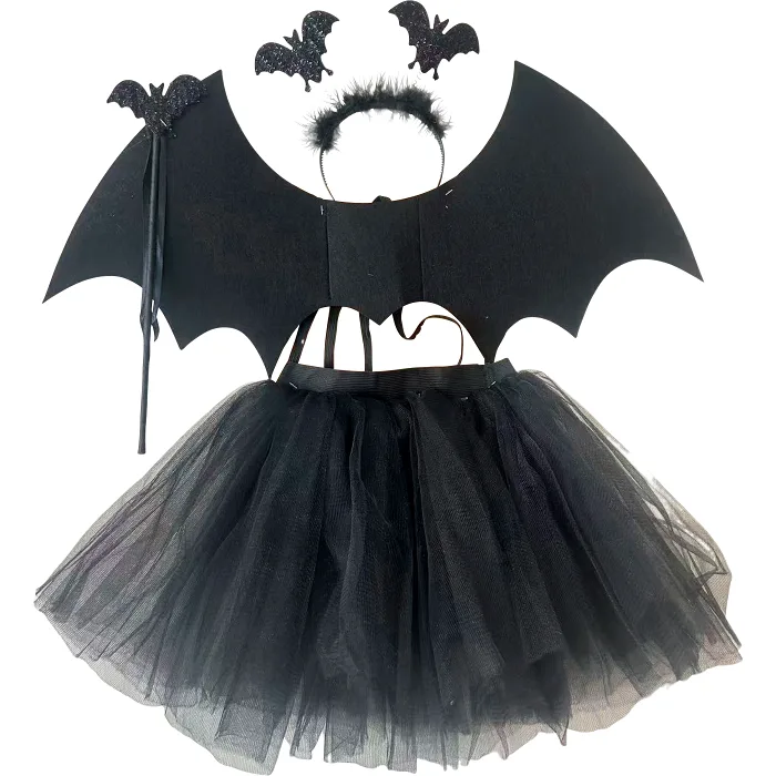 Halloweendräkt svart diadem vingar Festive