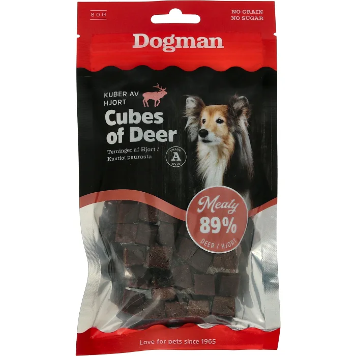 Hundgodis Kuber Hjort 80g Dogman