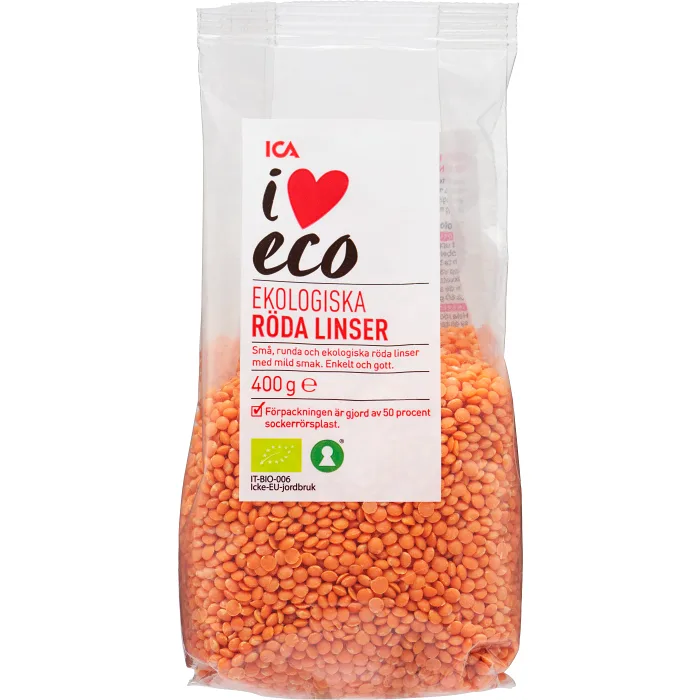 Röda linser Ekologisk 400g ICA I love eco
