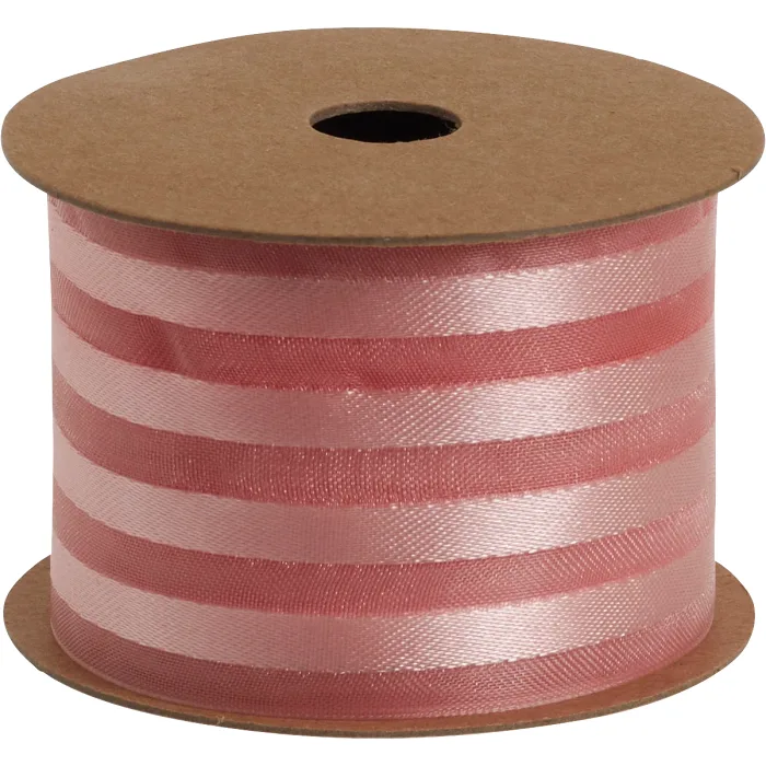 Organzaband randig rosa 4 cm x 5m
