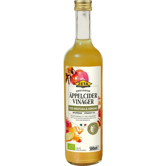 Äppelcidervinäger ingefära honung 500ml Zeta