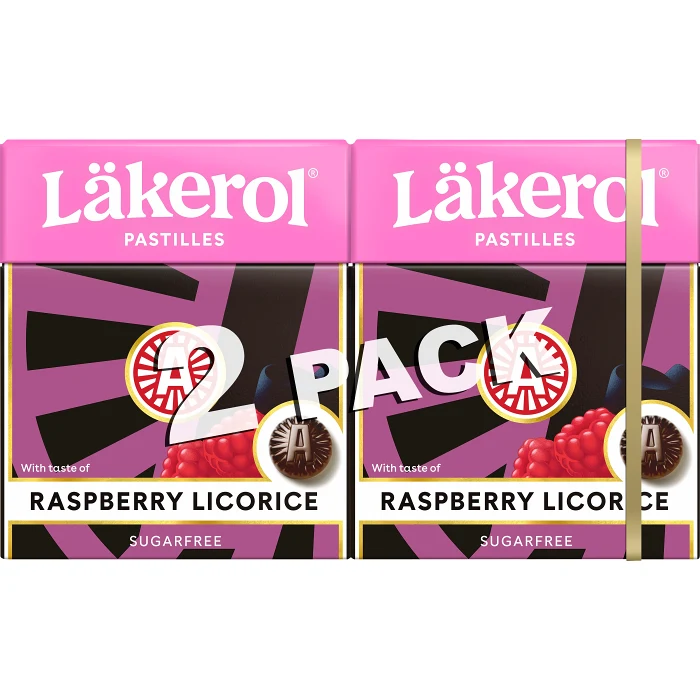 Halstabletter Raspberry Licorice Sockerfri 2-p 50g Läkerol