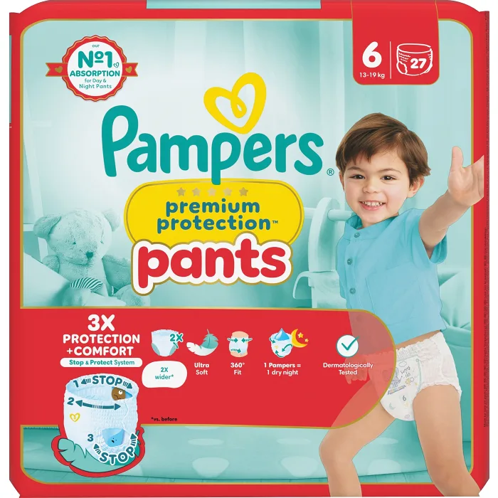 Byxblöjor Premium Protection Pants Strl 6 13-19kg 27p Pampers