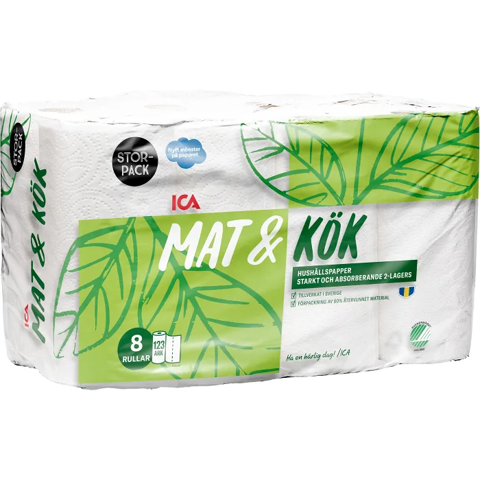 Hushållspapper Mat & Kök 8-p Miljömärkt ICA