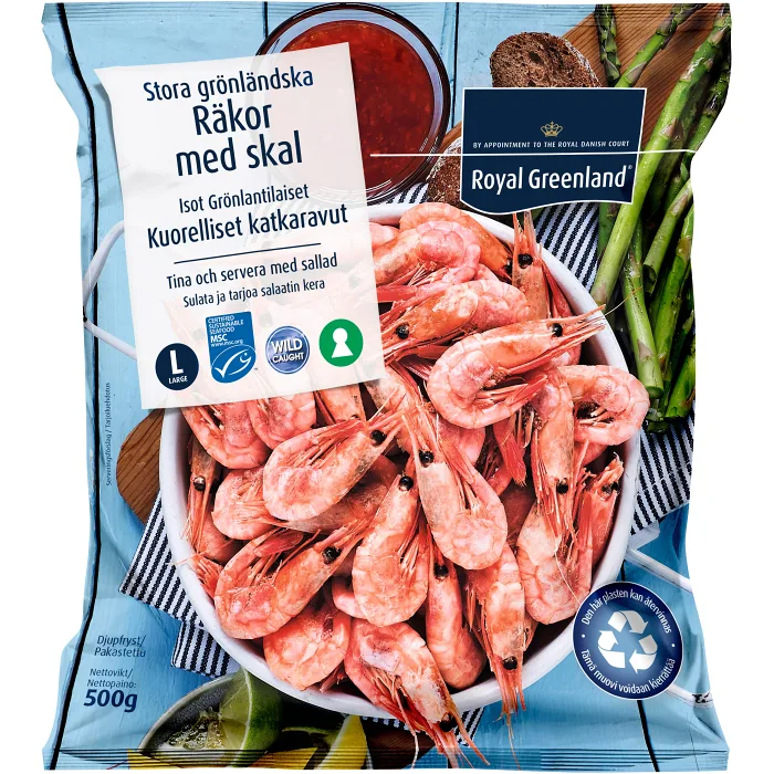 Räkor med skal 70-90st Frysta 500g Royal Greenland