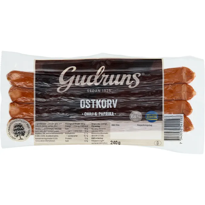 Ostkorv Chili & Paprika Alspånsrökt 68% 4-p 240g Gudruns