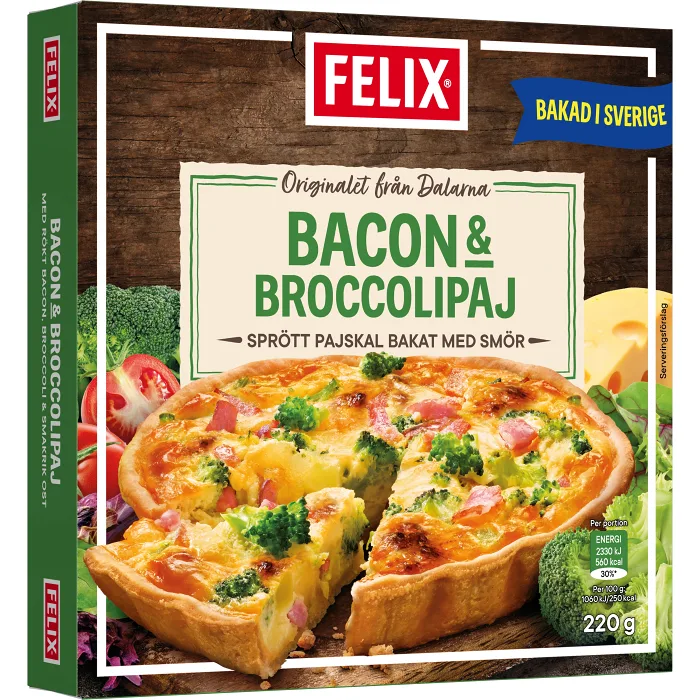 Bacon & broccolipaj Fryst 220g Felix