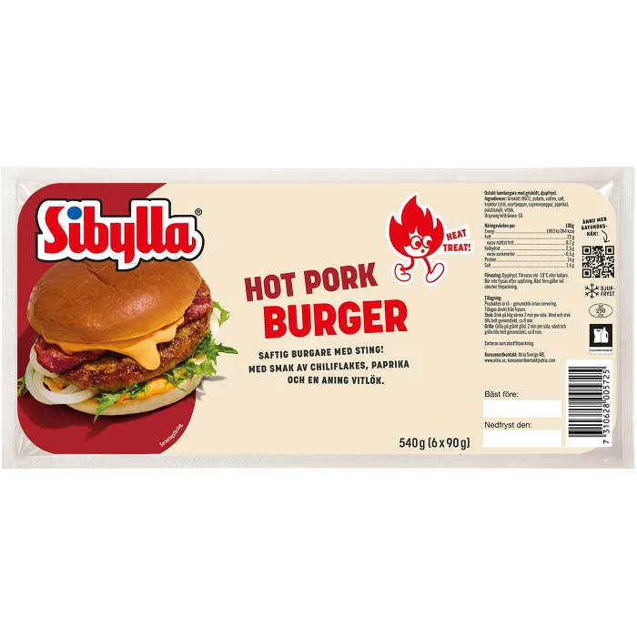 Hot burger pork 540g Sibylla