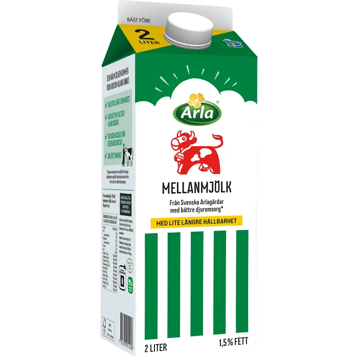Mellanmjölk Längre hållbarhet 1,5% 2l Arla Ko®