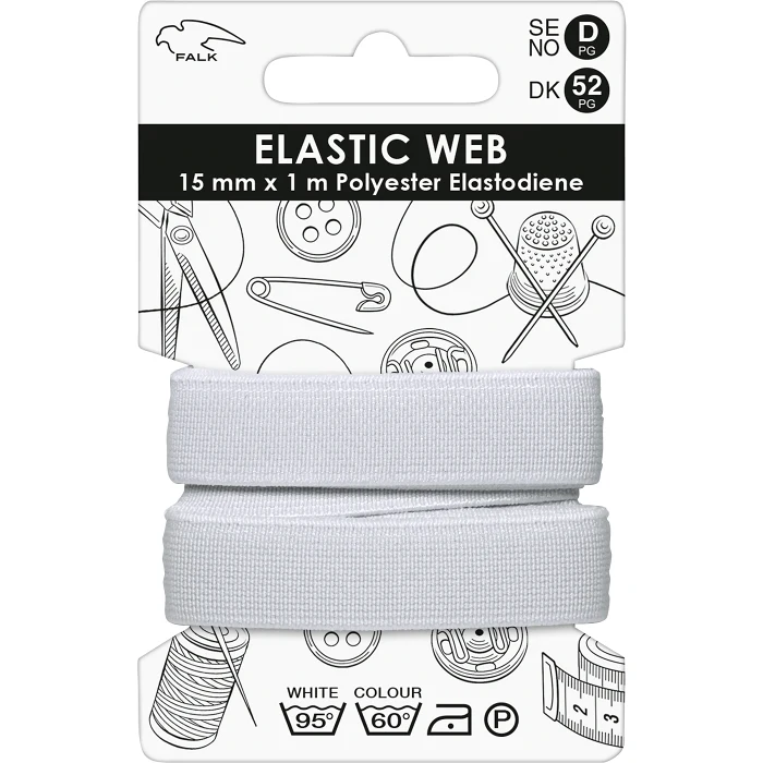 Resårband bred 1m 15mm vit