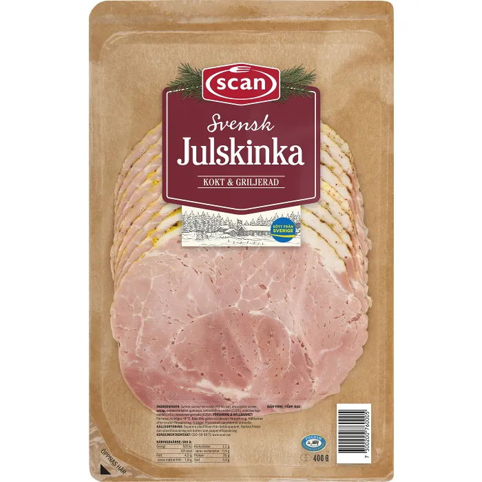 Julskinka Skivad Kokt och Griljerad 400g Scan