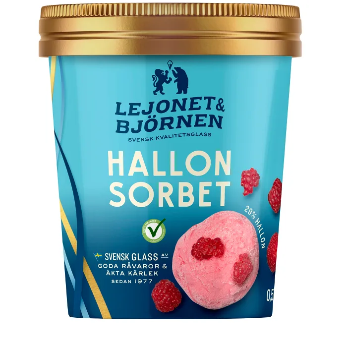 Hallonsorbet 0,5l Lejonet & Björnen