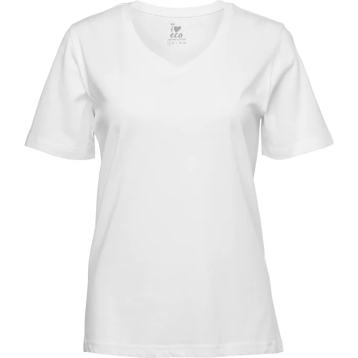 T-shirt v-hals vit XXL ICA I love eco
