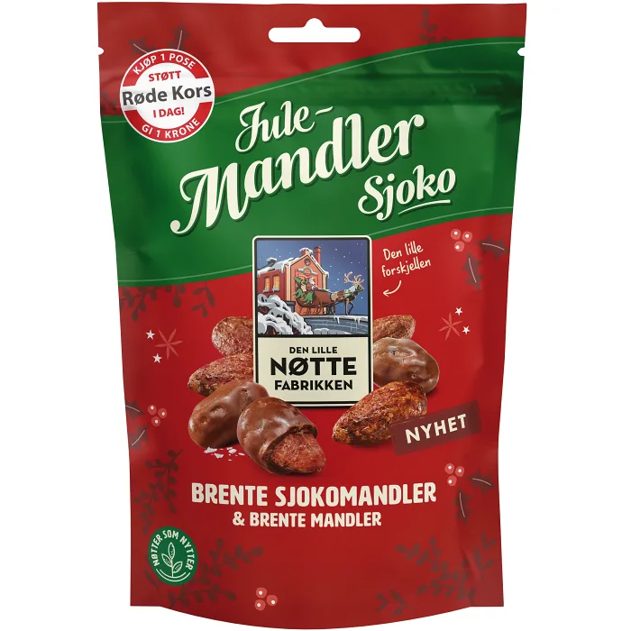 Brända Julemandlar med choklad 150g Den lille Nöttefabrikken