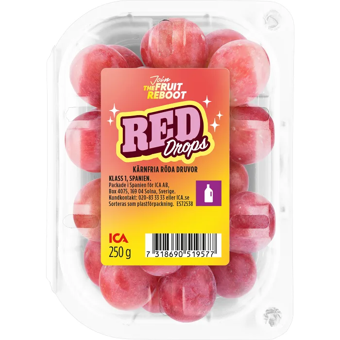 Röda Druvor kärnfria 250g Klass 1 ICA