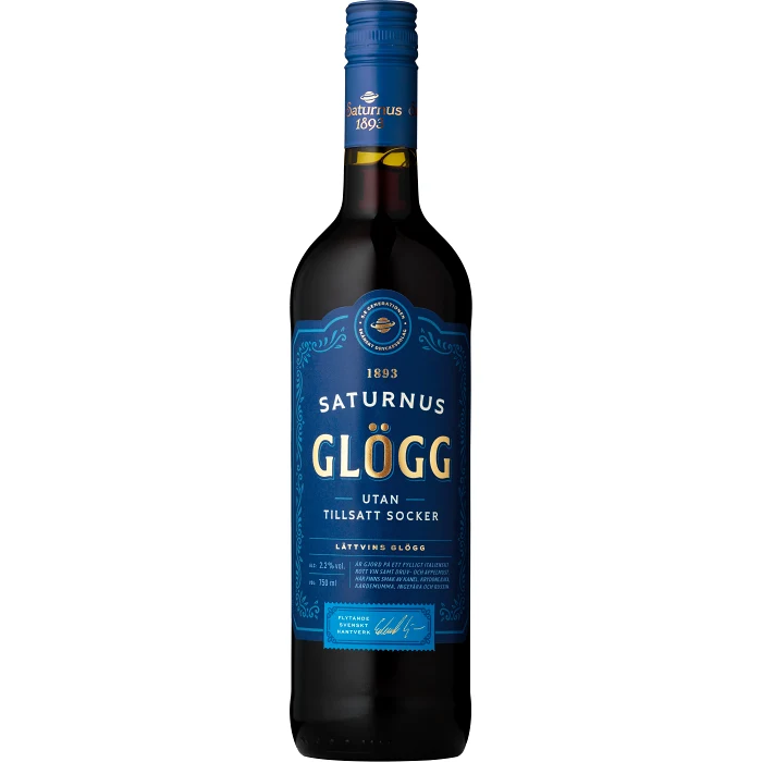 Glögg utan tillsatt socker 2,2% 750ml Saturnus 1893