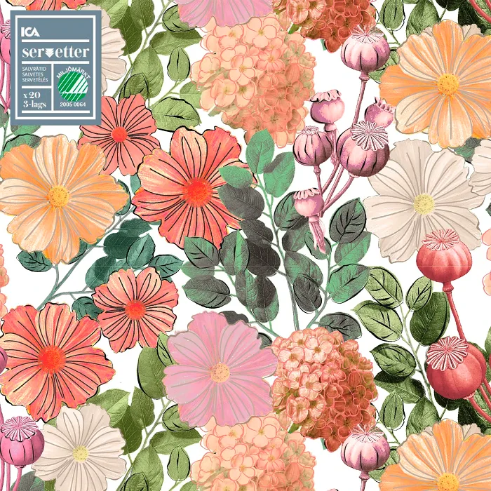 Servett Fleur 33cm 20-p ICA