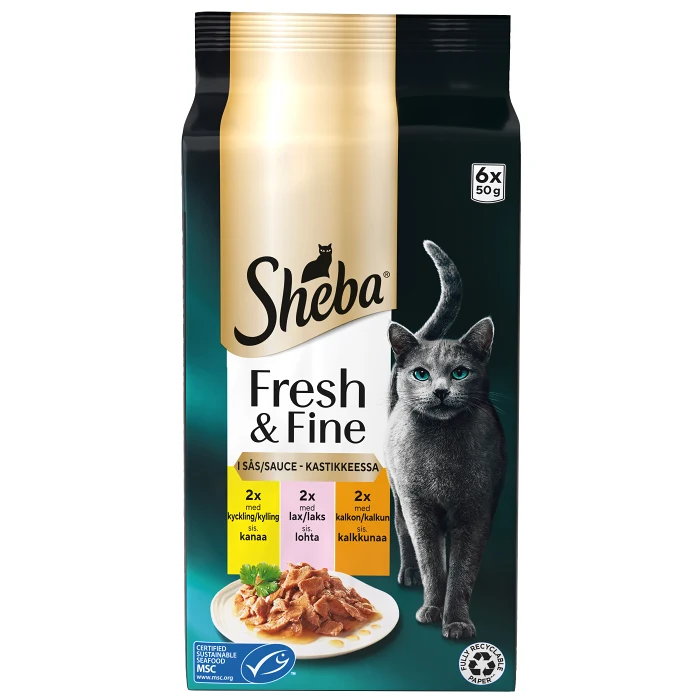 Kattmat Kyckling/Lax/Kalkon 6x50g Sheba